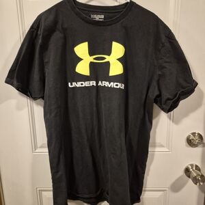Under Armour Men's Black Tee with Yellow Logo